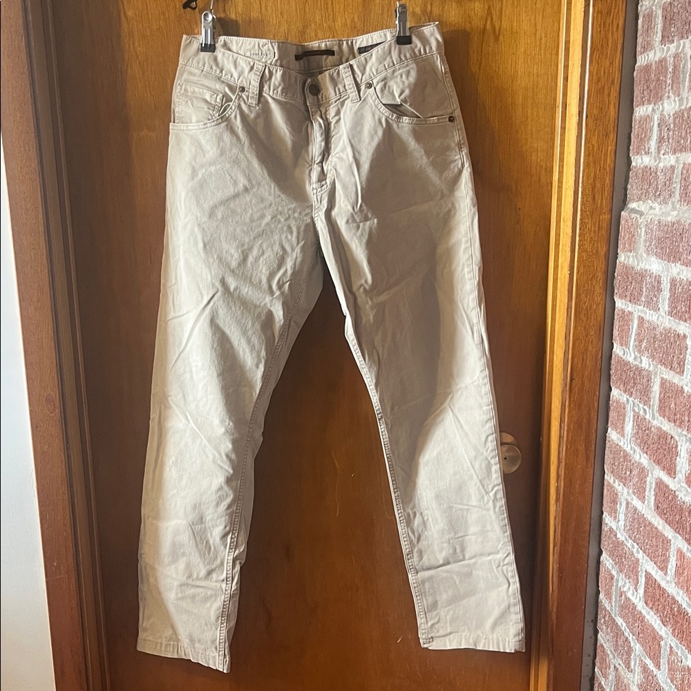 Men's Alberto Beige Casual Pants - Classic Modern Fit 33x32